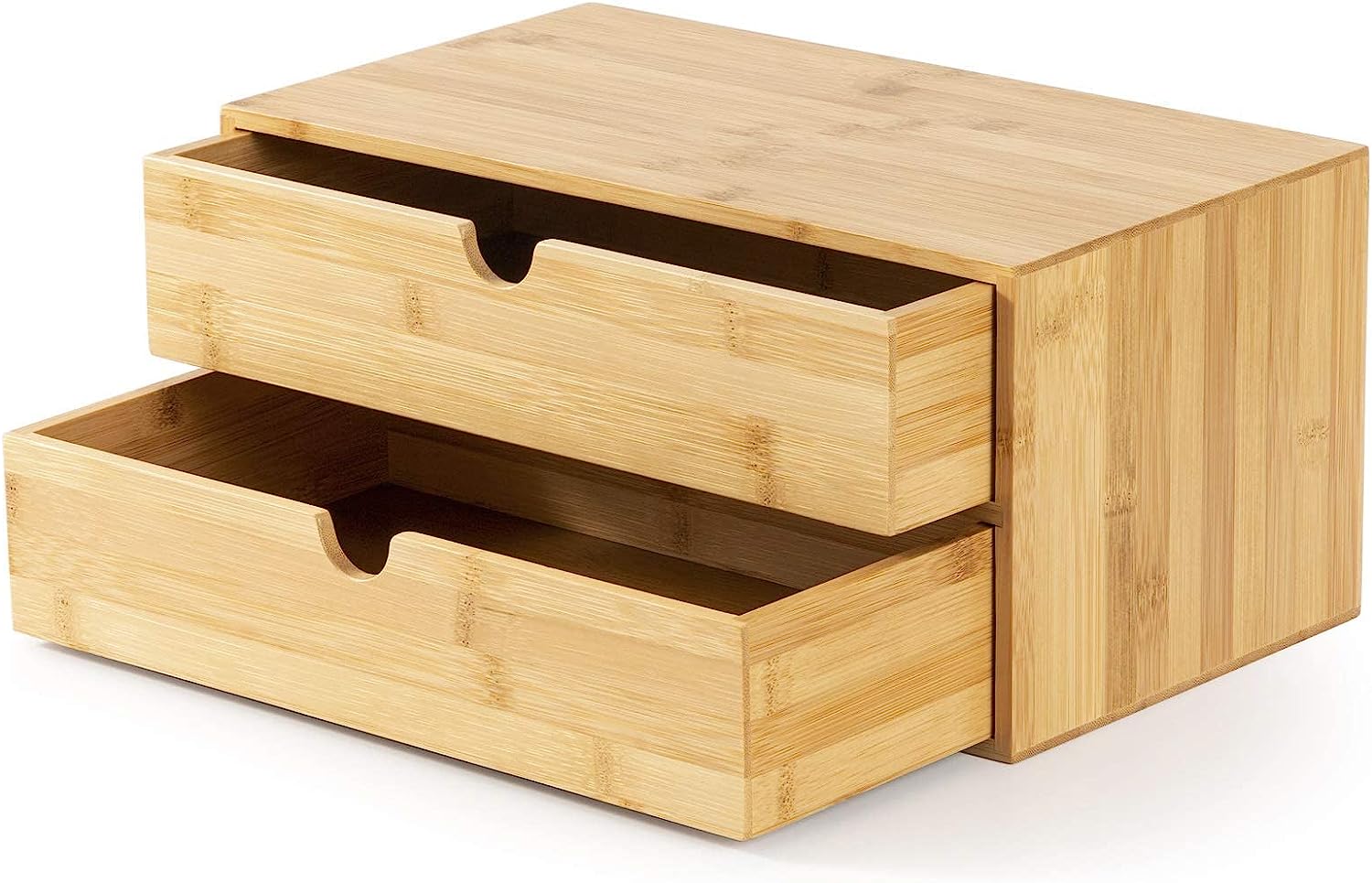 Wisuce 100% Original Bamboo Desk Organizer, Mini Bamboo Desk Drawer Tabletop Storage Organization Box for Office Home Toiletries Supplies Vanity, No Assembly Required (3 Drawer with Shelf) - Image 6